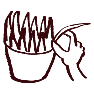 古い葉を抜き取る